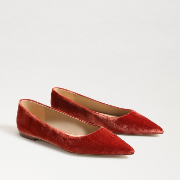 SAM EDELMAN WANDA POINTED TOE FLAT IN CANYON ORANGE VELVET |PICK SIZE - Picture 3 of 6